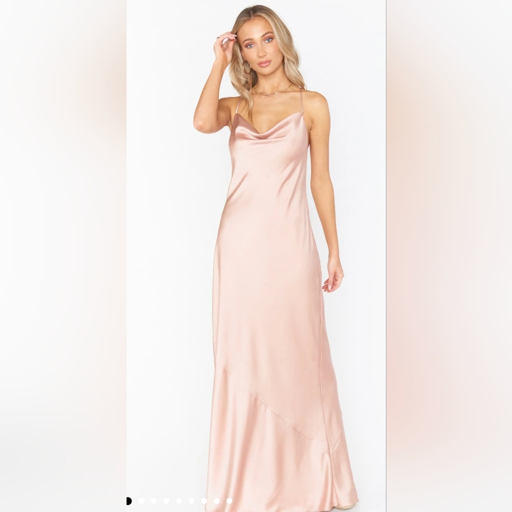 Show Me Your Mumu Tuscany Maxi Slip Dress - Rose Gold Luxe Satin Size M